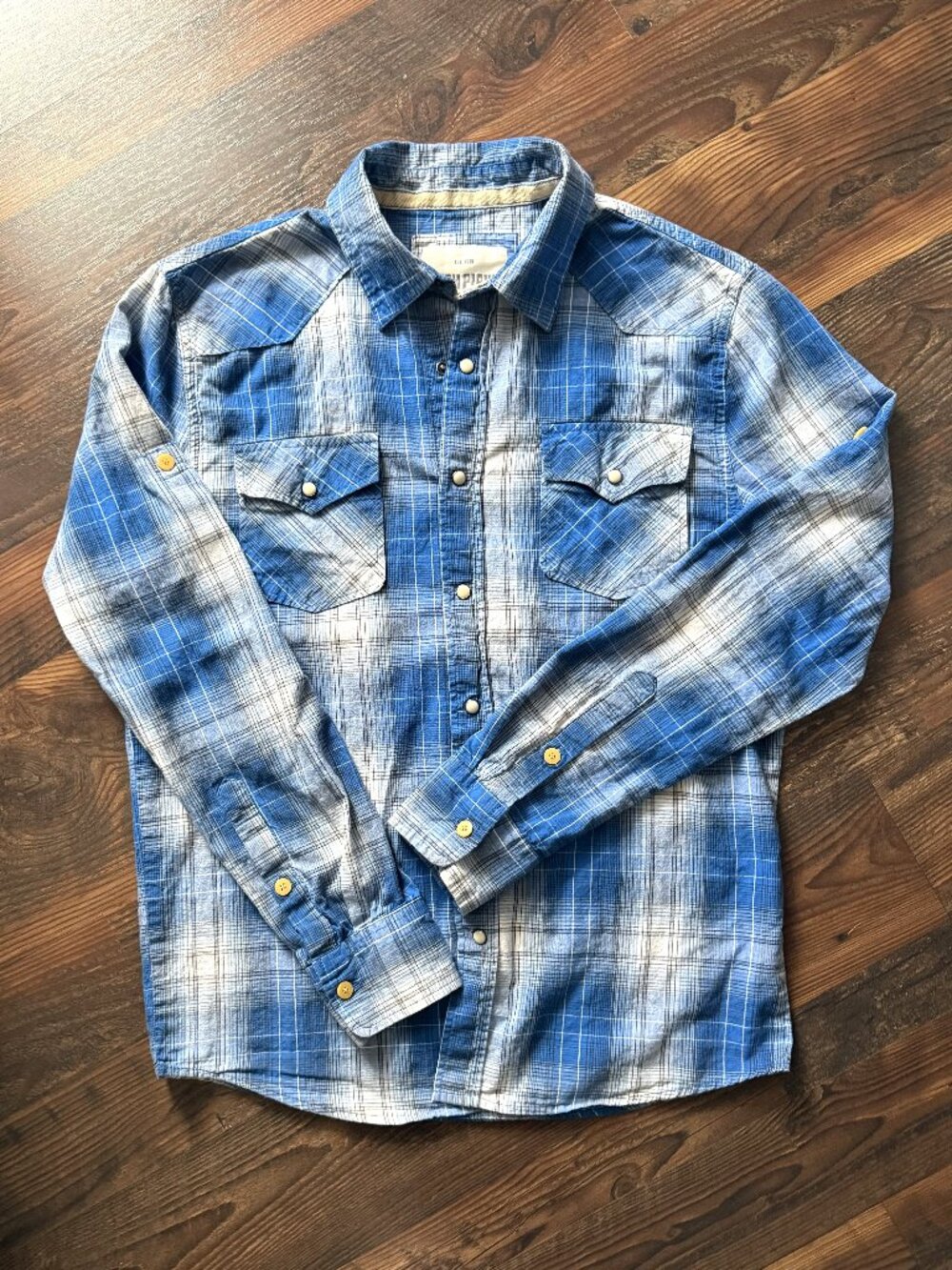 Ditch Plains - Blue Plaid Cowboy Shirt - Size L
